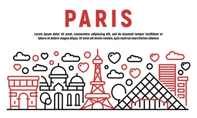 Canvas Print - Paris banner. Outline illustration of paris vector banner for web design