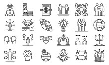 Business Cooperation Icons Set. Outline Set Of Business Cooperation Vector Icons For Web Design Isolated On White Background