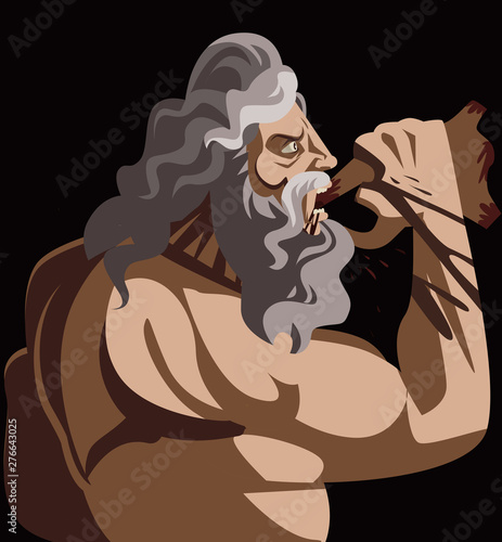 Fotomural cronos uranus greek mythology god eating zeus baby