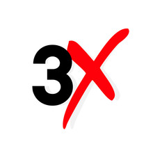 3x Logo Icon. X3 Text Letter, Double Faster Logotype Symbol