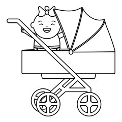 Wall Mural - cute little baby girl in cart