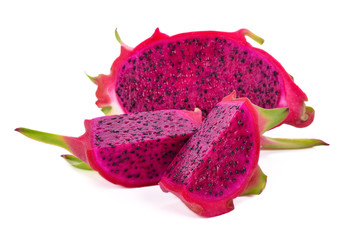 Wall Mural - Slices of dragon fruit isolated on white background