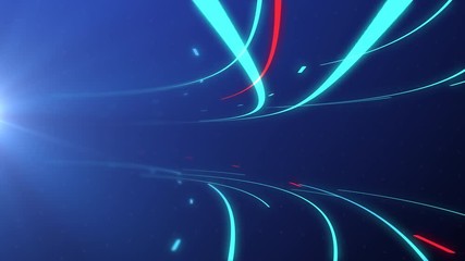 Fototapete - light streaks fly through glow line technology background data center running concept