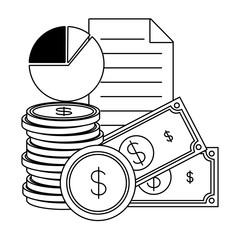 Canvas Print - business money banknote coins chart report