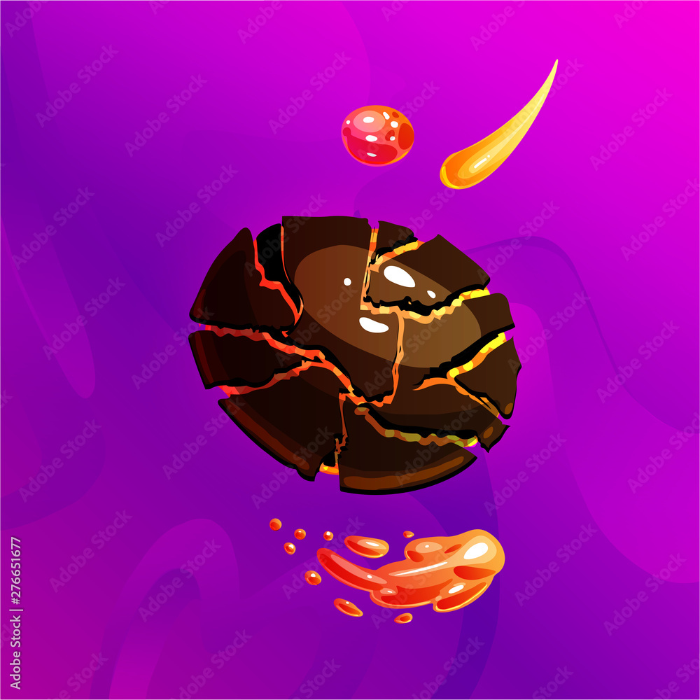 Space fantasy planet, asteroid, moon, fantastic world game vector ...