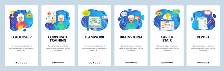 Website and mobile app onboarding screens vector template