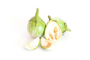 Isolated of green eggplant on white background