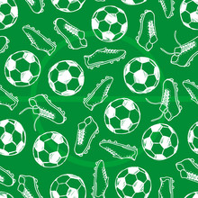 Football Soccer Balls And Boots Doodle Seamless Pattern. Vector Illustration Background. For Print, Textile, Web, Home Decor, Fashion, Surface, Graphic Design