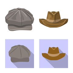 Wall Mural - Vector design of headgear and cap icon. Collection of headgear and accessory stock symbol for web.