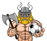 Fototapeta Dinusie - A Viking warrior gladiator soccer football sports mascot