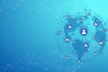 Global structure networking and data connection concept. Social network communication in the global computer networks. Internet technology. Business. Science. Vector illustration