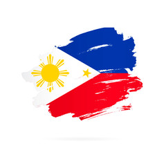 Canvas Print - Philippines flag. Brush strokes drawn by hand.