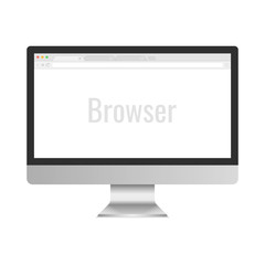 Wall Mural - computer monitor isolated on background. open blank browser. vector illustration.