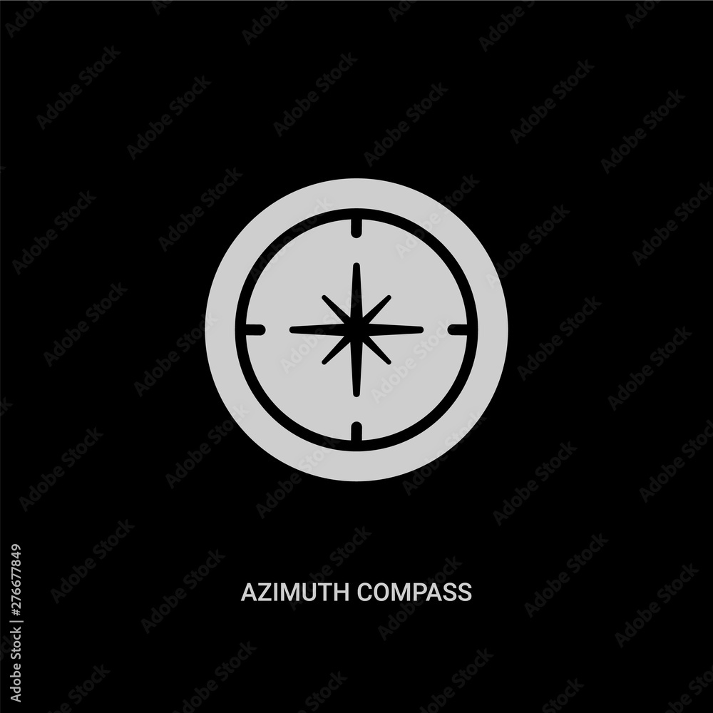 white azimuth compass vector icon on black background. modern flat ...