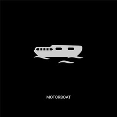 Wall Mural - white motorboat vector icon on black background. modern flat motorboat from nautical concept vector sign symbol can be use for web, mobile and logo.