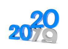 3d Illustration - 2019 - 2020 - Silvester, Neujahr, Countdown, Jahreszahlen - Blau