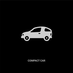 Wall Mural - white compact car vector icon on black background. modern flat compact car from transportation concept vector sign symbol can be use for web, mobile and logo.