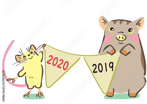 往く年くる年 2019 と 2020 のフラグを持ついのししとねずみ イラスト Adobe Stock でこのストックベクターを購入して 類似のベクターをさらに検索 Adobe Stock 往く年くる年 2019 と 2020 のフラグを持ついのししとねずみ イラスト Adobe Stock でこのストックベクターを購入して 類似のベクターをさらに検索 Adobe Stock