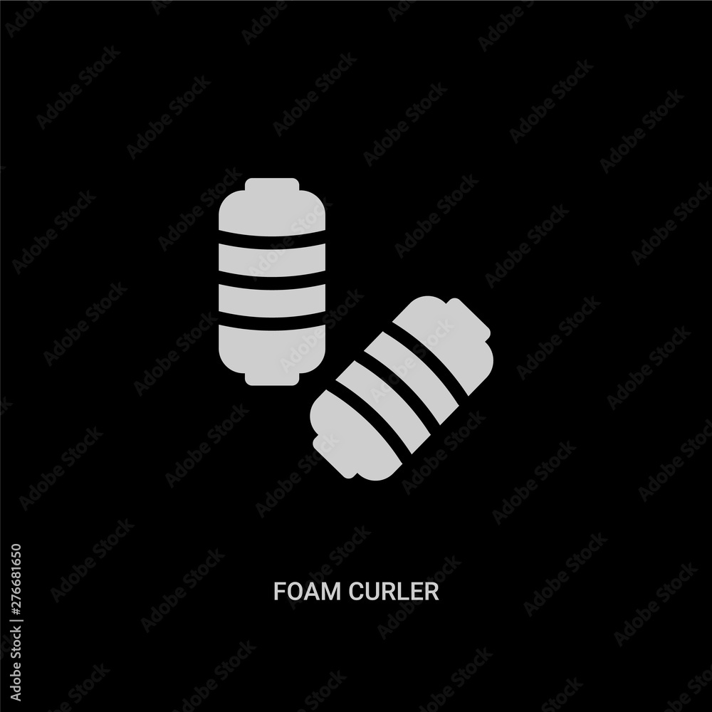 white foam curler vector icon on black background. modern flat foam ...