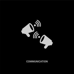 Wall Mural - white communication vector icon on black background. modern flat communication from blogger and influencer concept vector sign symbol can be use for web, mobile and logo.