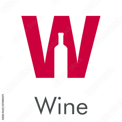 Logotipo Abstracto Con Texto Wine Con Letra W En Color