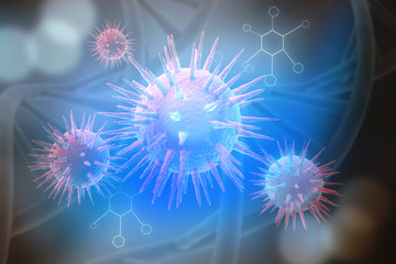 Wall Mural - 3d rendering Virus bacteria cells background