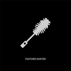 Sticker - white feather duster vector icon on black background. modern flat feather duster from cleaning concept vector sign symbol can be use for web, mobile and logo.