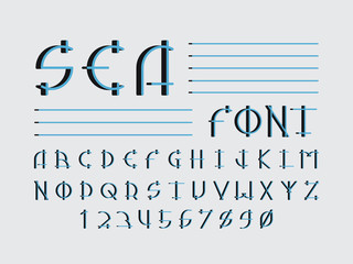 Wall Mural - Sea font. Vector alphabet 