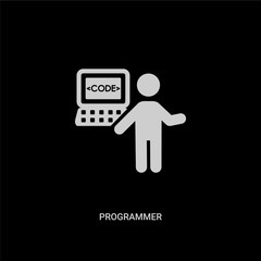 white programmer vector icon on black background. modern flat programmer from people skills concept 