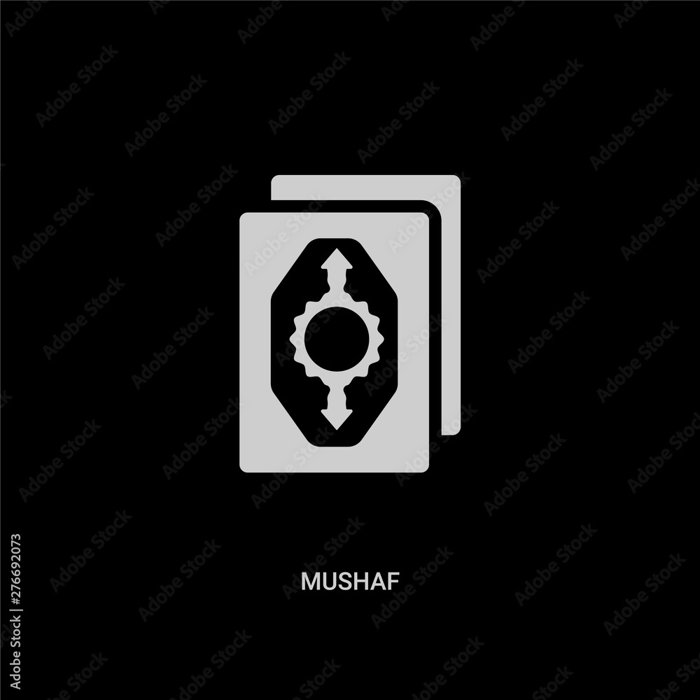 Muallaf Vector white mushaf vector icon on black background. modern flat mushaf from ...