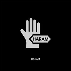 Wall Mural - white haram vector icon on black background. modern flat haram from religion concept vector sign symbol can be use for web, mobile and logo.