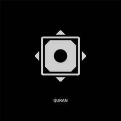 Poster - white quran vector icon on black background. modern flat quran from religion concept vector sign symbol can be use for web, mobile and logo.