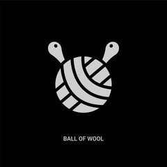 Sticker - white ball of wool vector icon on black background. modern flat ball of wool from sew concept vector sign symbol can be use for web, mobile and logo.