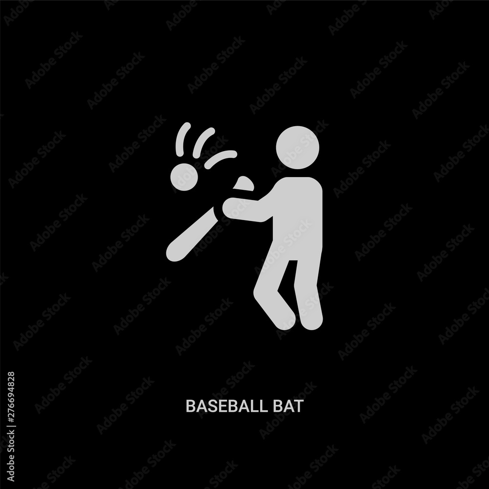 white baseball bat vector icon on black background. modern flat ...