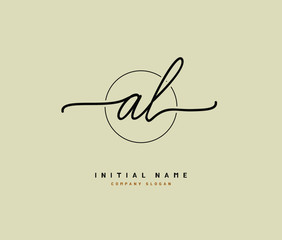 Wall Mural - A L AL Beauty vector initial logo, handwriting logo of initial signature, wedding, fashion, jewerly, boutique, floral and botanical with creative template for any company or business.