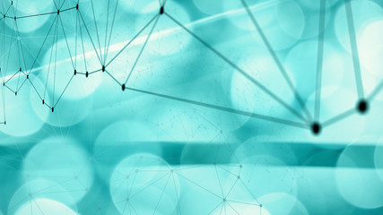 Wall Mural - neural network graph, triangles lines shapes connection