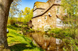 Mill, River Lahn, Germany -The old stone mill on the Lahn at Marburg-Cappel on a sunny day.
