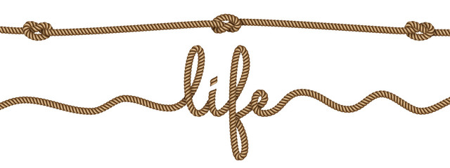 Wall Mural - Rope lettering and design elements on the theme of life. Vector illustration EPS 10.