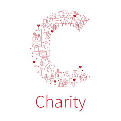 Wall Mural - Charity banners from Capital letter shape.