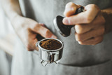 Barista ready for making classic espresso