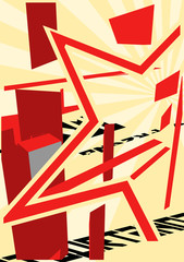 Illustration of abstract constructivism style poster.