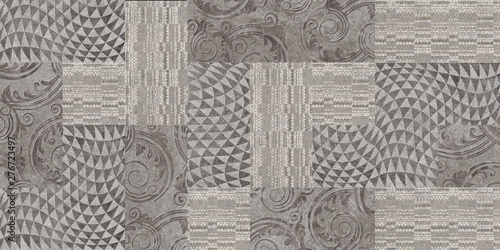 Naklejka - mata magnetyczna na lodówkę set of seamless patchwork patterns