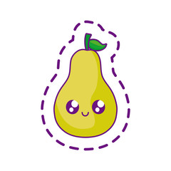 Wall Mural - patch of delicious pear fruit kawaii character