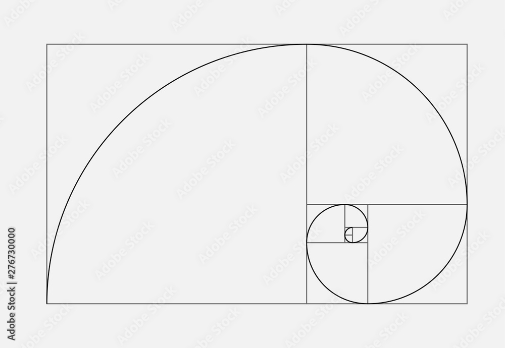 Golden ratio geometric concept. Fibonacci spiral. Vector illustration - obrazy, fototapety, plakaty 