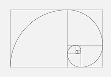 Golden Ratio Geometric Concept. Fibonacci Spiral. Vector Illustration