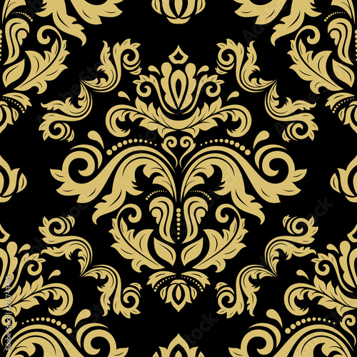 Dekoracja na wymiar  klasyczny-wzor-czarno-zloty-orient-adamaszkowy-ornament-klasyczny-vintage-backgro