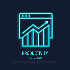 Wall Mural - browser productivity neon thin line icon. traffic progress. modern vector illustration.