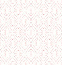 Geometric Repeating Ornament With Hexagonal Dotted Elements. Geometric Modern Ornament. Seamless Abstract Modern Pink Pattern