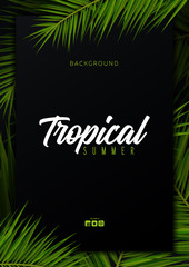 Wall Mural - Summer Tropical palm leaves. Exotic palms tree. Dark Floral Background.