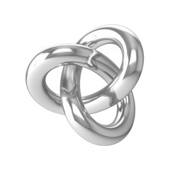 3D Rendering Metal infinite torus knot isolated on white background